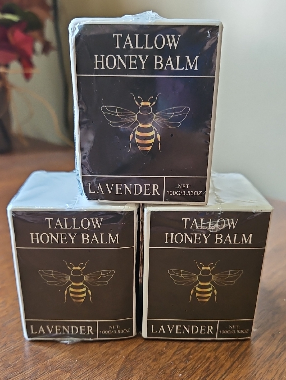 (3) Tallow Honey Balm Lavender - Bee Graphic